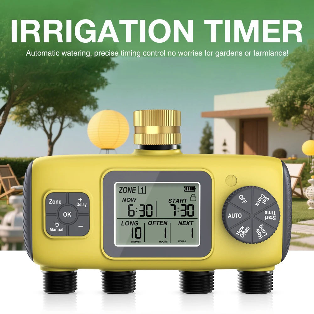 3/4 Automatic Water Timer &ndash; Four Outlet IPX5 Waterproof