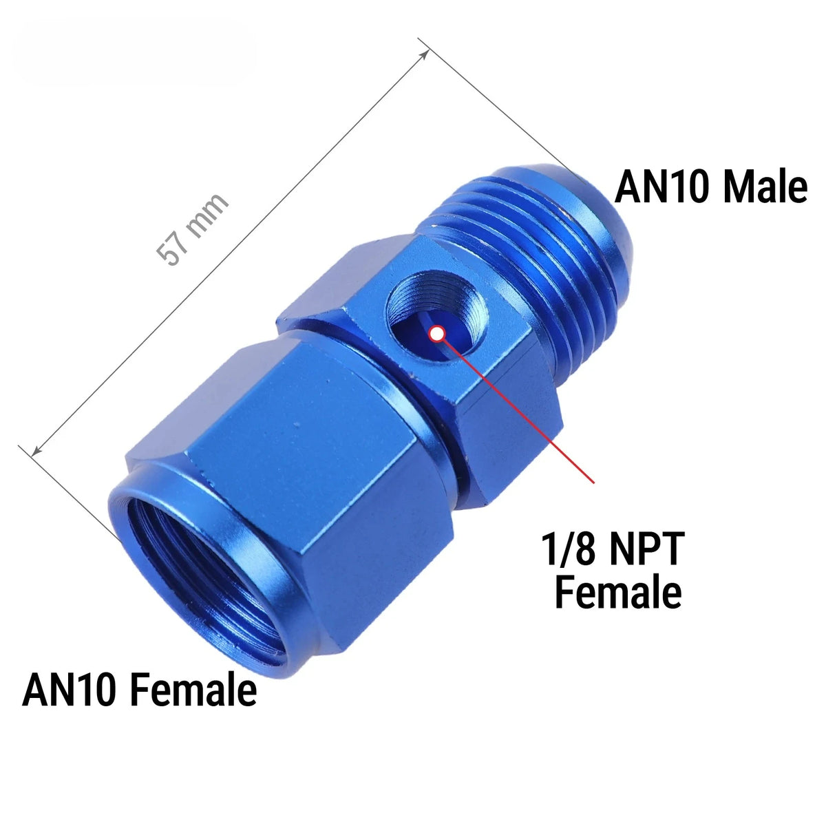 Universal AN Adapter Male To Female With 1/8 Inch NPT Gauge Port by InterCyprus Trading Ltd