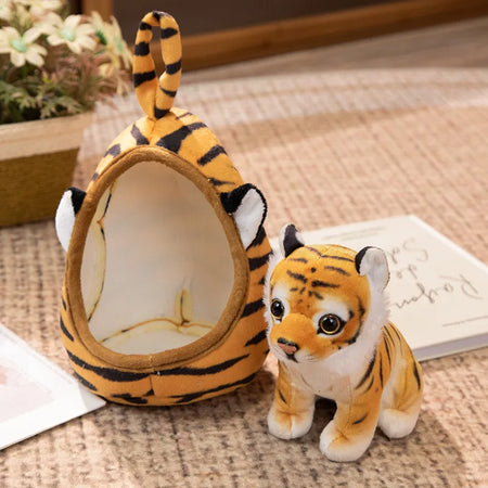18cm Soft Plush Animal Dolls - Tiger, Leopard, Giraffe, Lion