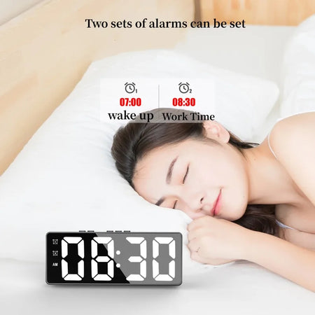NieNie Dual Alarm LED Clock with Voice Control and Temperature Display