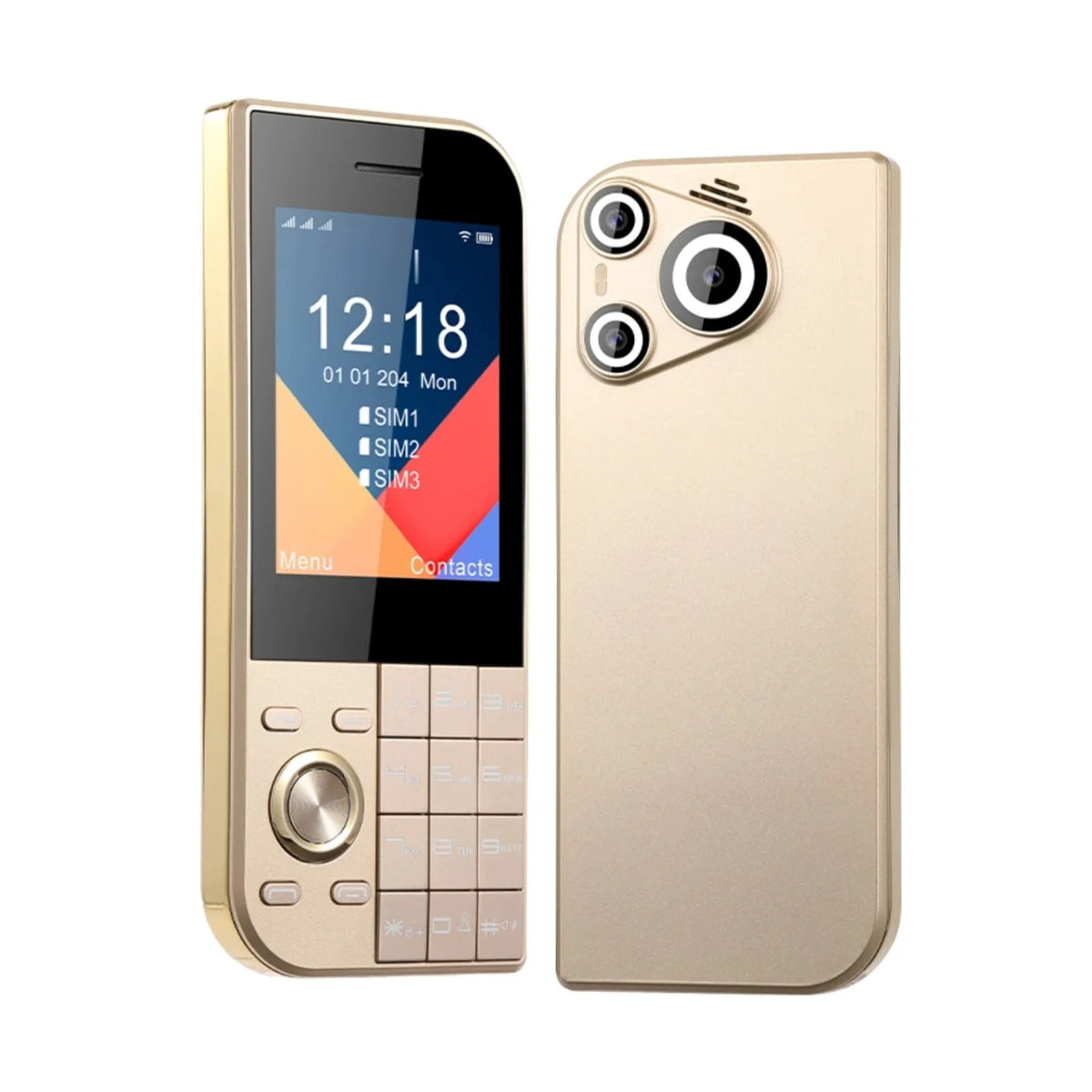 Ultra Slim Pocket Phone &ndash; Triple SIM SOS Big Screen Gold / Full set