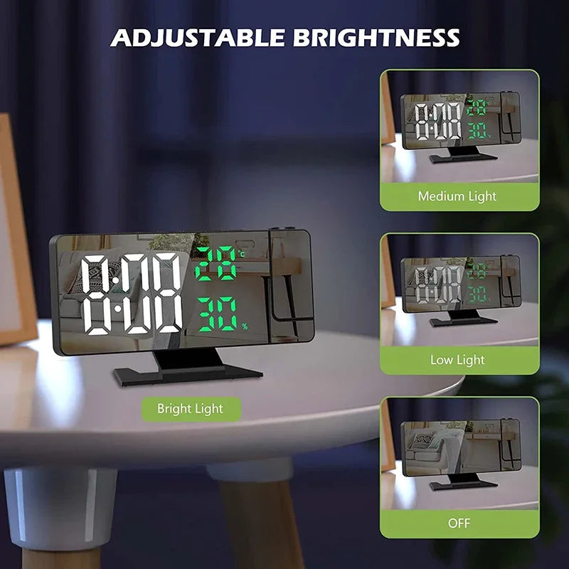 LED Digital Projection Alarm Clock with Temperature Display and Snooze Function
