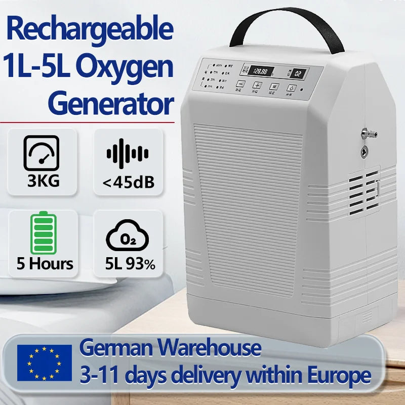 5L Przenośny Koncentrator Tlenu z Wymiennym Akumulatorem