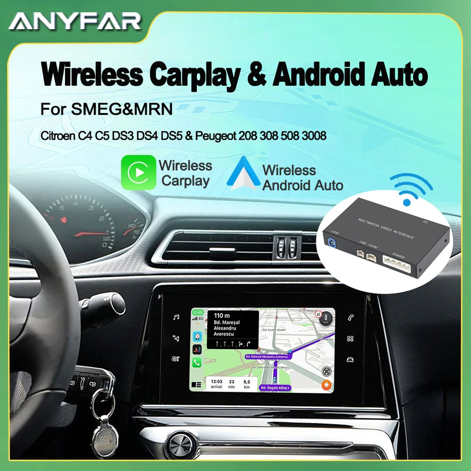 Adaptor Peugeot 3008 Wireless CarPlay Android Auto, Suport Cameră de Marșarier