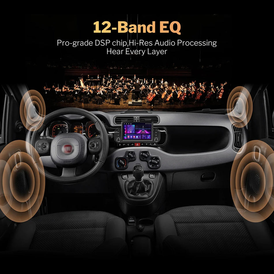 Radio Samochodowe Fiat Panda 2013-2020 z 7-calowym bezprzewodowym CarPlay, Android Auto, GPS