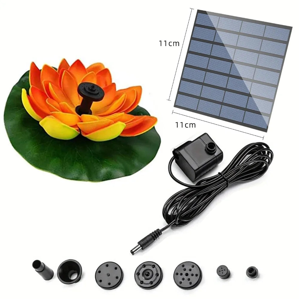 1.2W Mini Lotus Solar Fountain &ndash; Floating Solar Pond Decor Orange