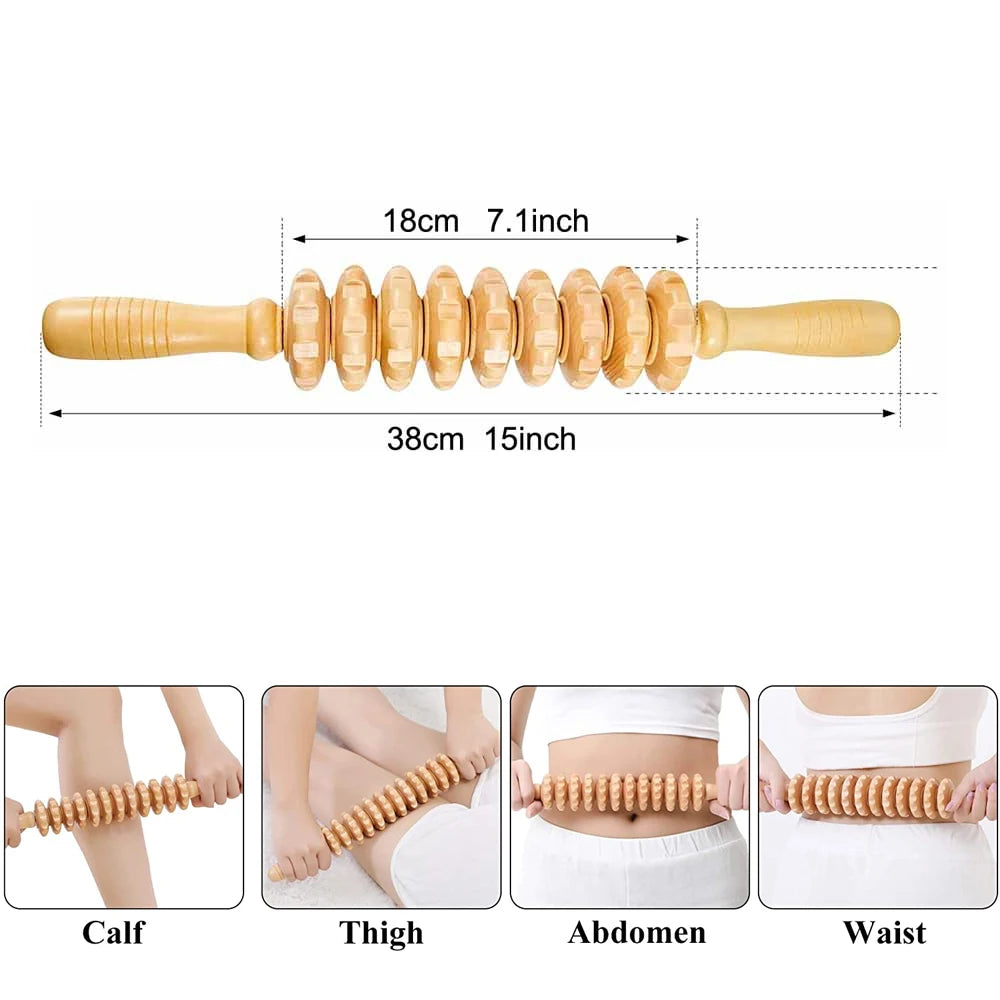 Wood Therapy Roller Gear Stick &ndash; High-Quality Natural Wood Massage Tool 3