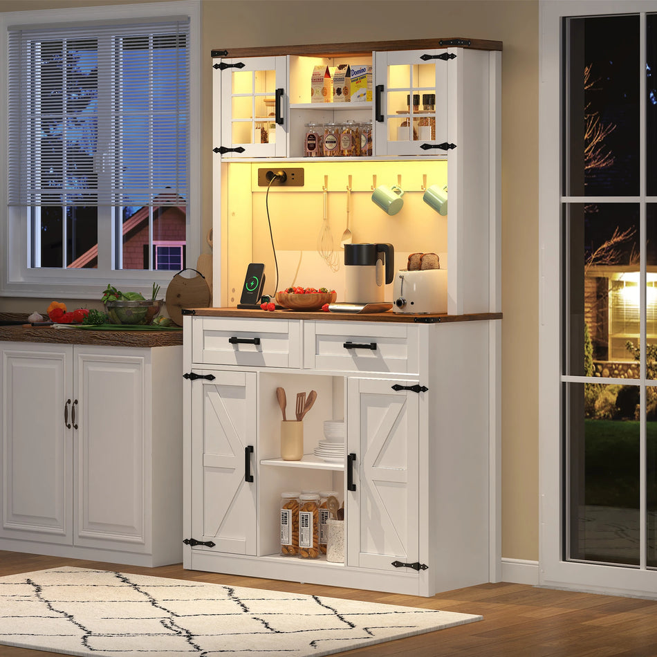 Bar Skab Med LED Belysning Og Strømudtag Lade Dør