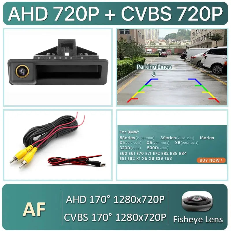 Vehicle AHD 1080P Car Reverse Backup Trunk Handle Camera for BMW E60 E39 E90 E82 E61 X1 E84 X5 E70 E92 E91 3/5 Series E88 E93 X6 by InterCyprus Trading Ltd