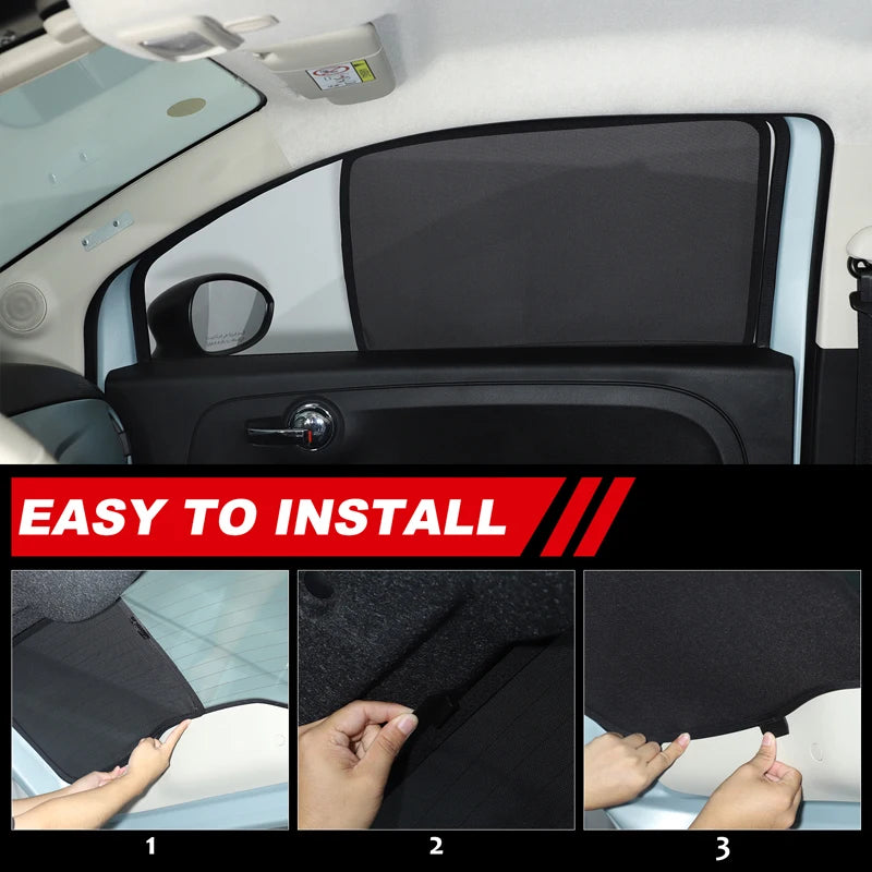 Czarny poliesterowy daszek przeciwsłoneczny do Fiata 500 2010 do 2022 osłona UV