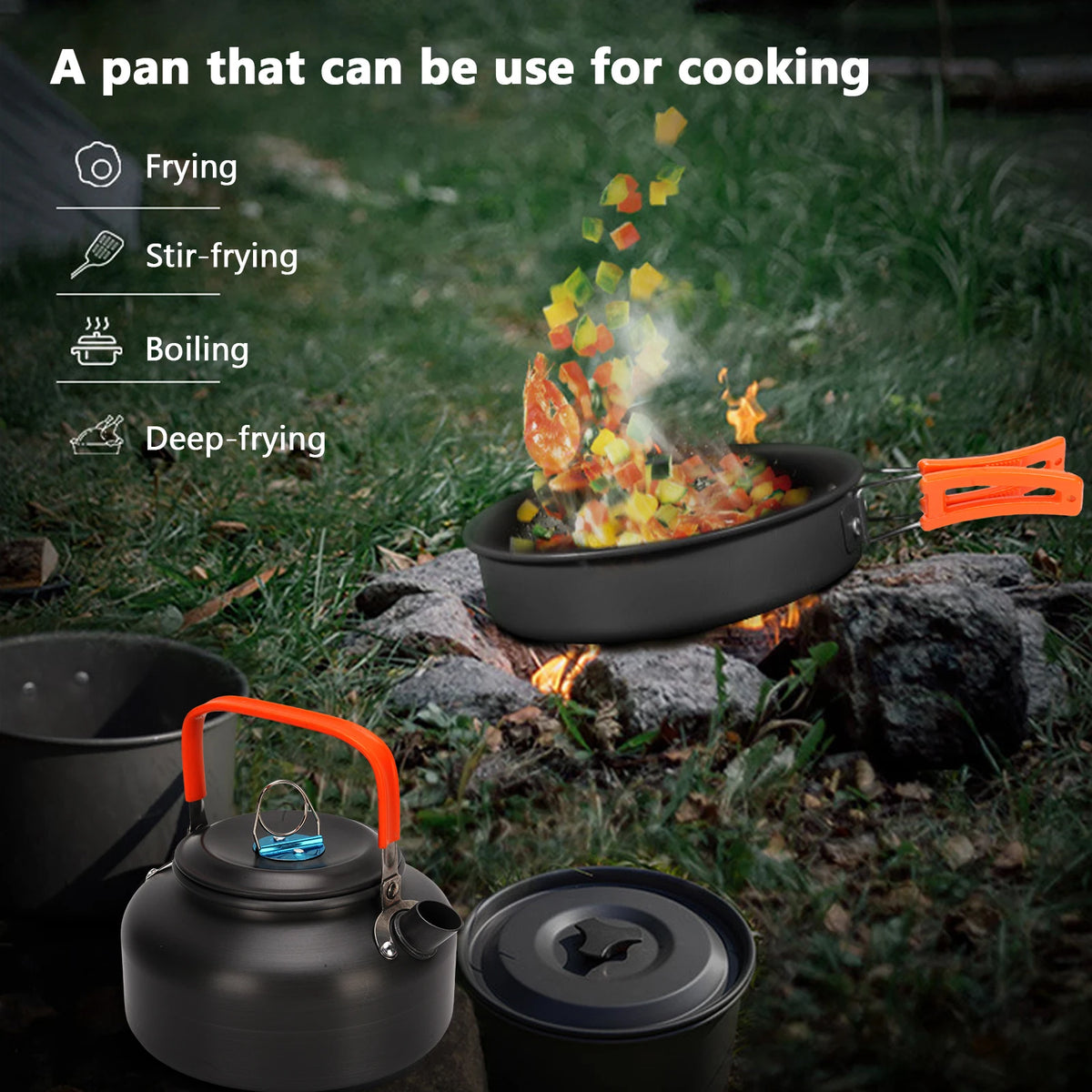 Camping Cookware Set Portable Kit &ndash; 4-Person Capacity