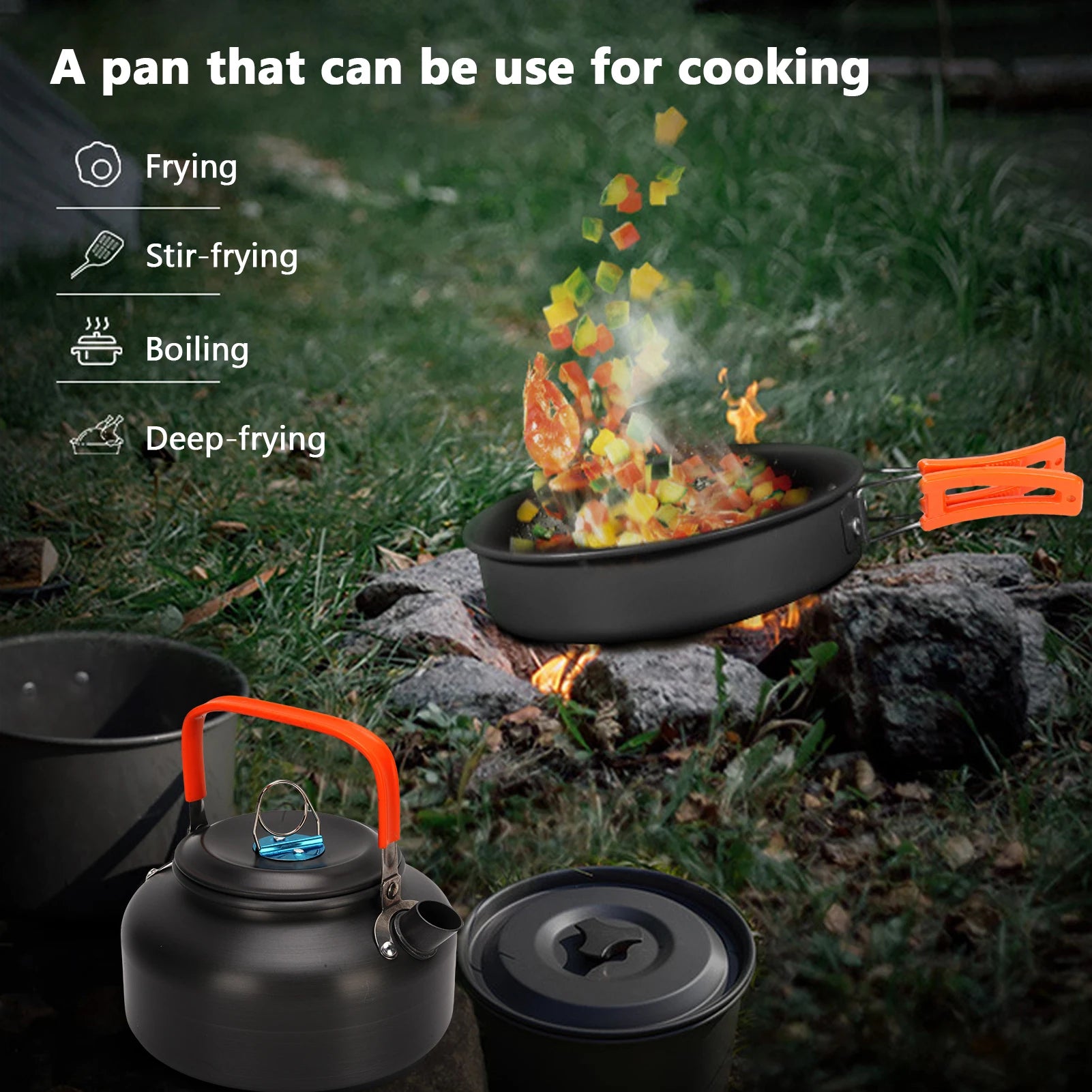 Camping Cookware Set Portable Kit &ndash; 4-Person Capacity