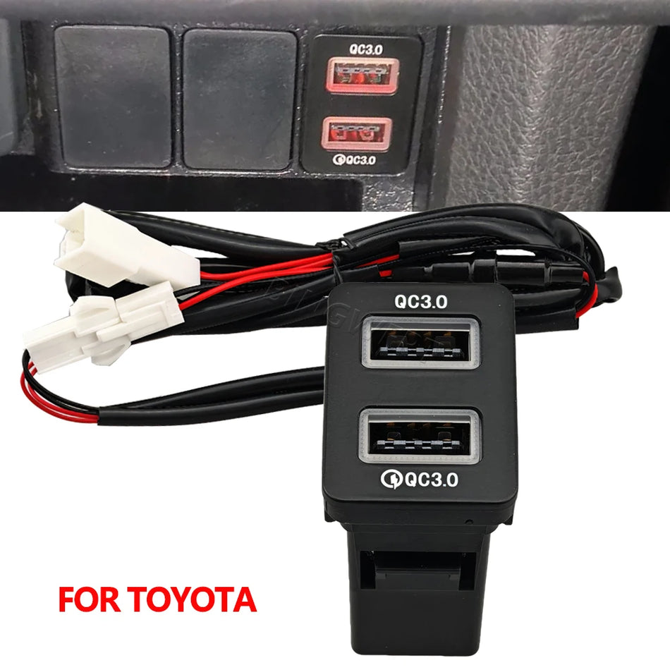 Încărcător auto Dual USB QC3.0 pentru priza de interfață Toyota
