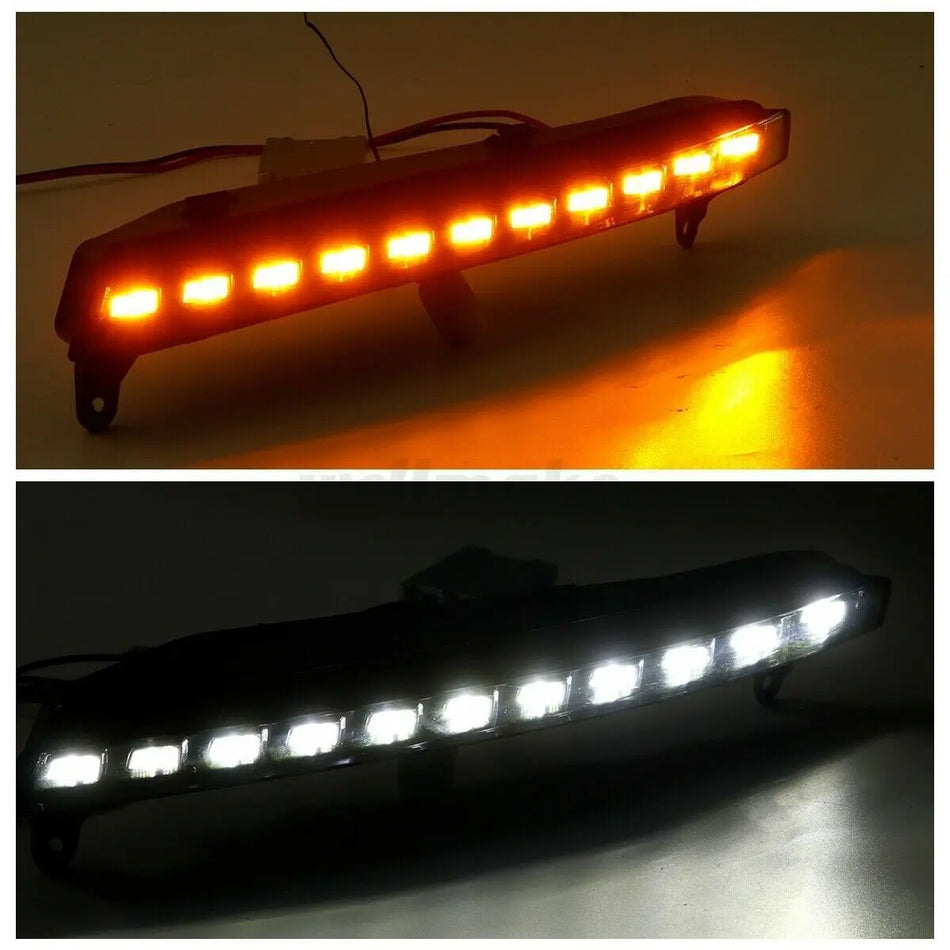 Комплект LED дневни светлини за Audi Q7 2006-2009, бели DRL с жълт мигач
