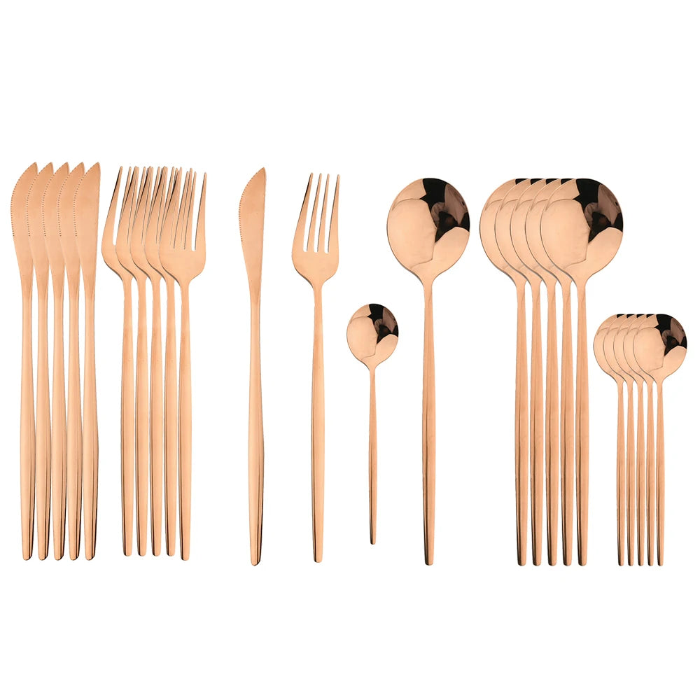 24Pcs Stainless Steel Dinnerware Set &ndash; Eco-Friendly Design Rose