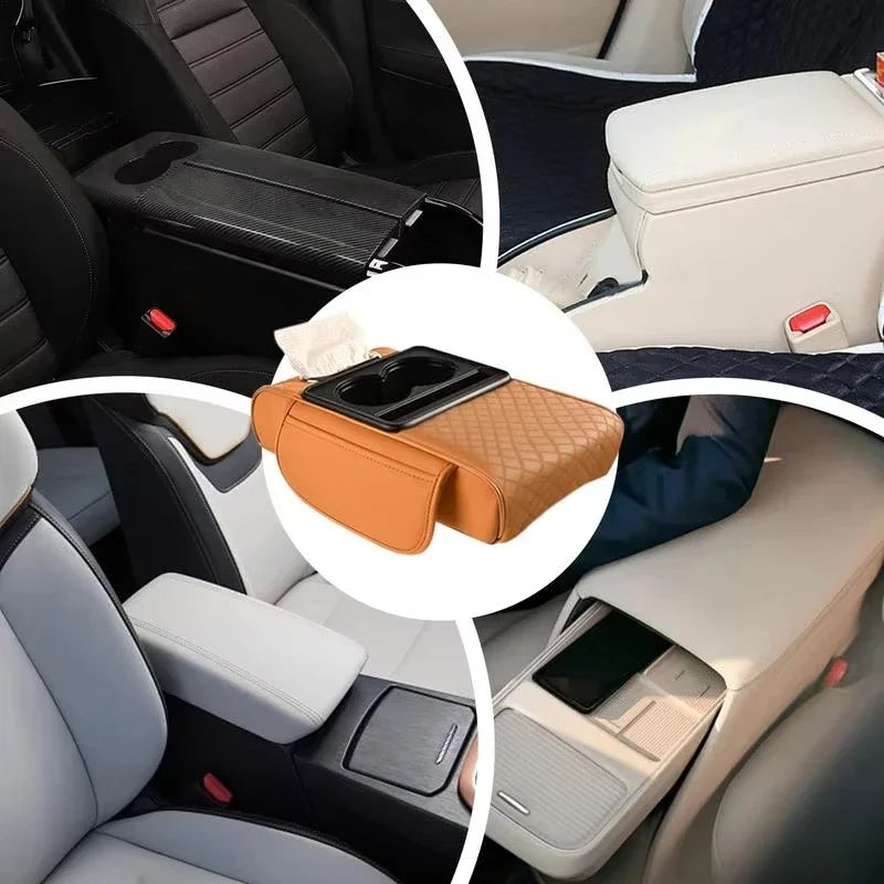 Kožna kutija za naslon za ruku i središnju konzolu automobila s držačem za čaše, za SUV-ove i kamione