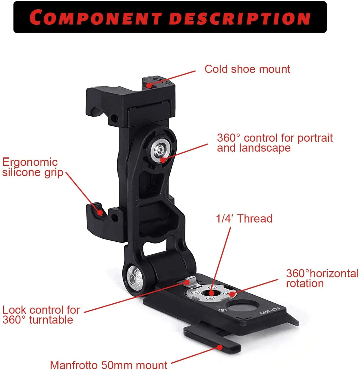IFOOTAGE Phone Tripod Mount Adapter &ndash; 360 Degree Rotation