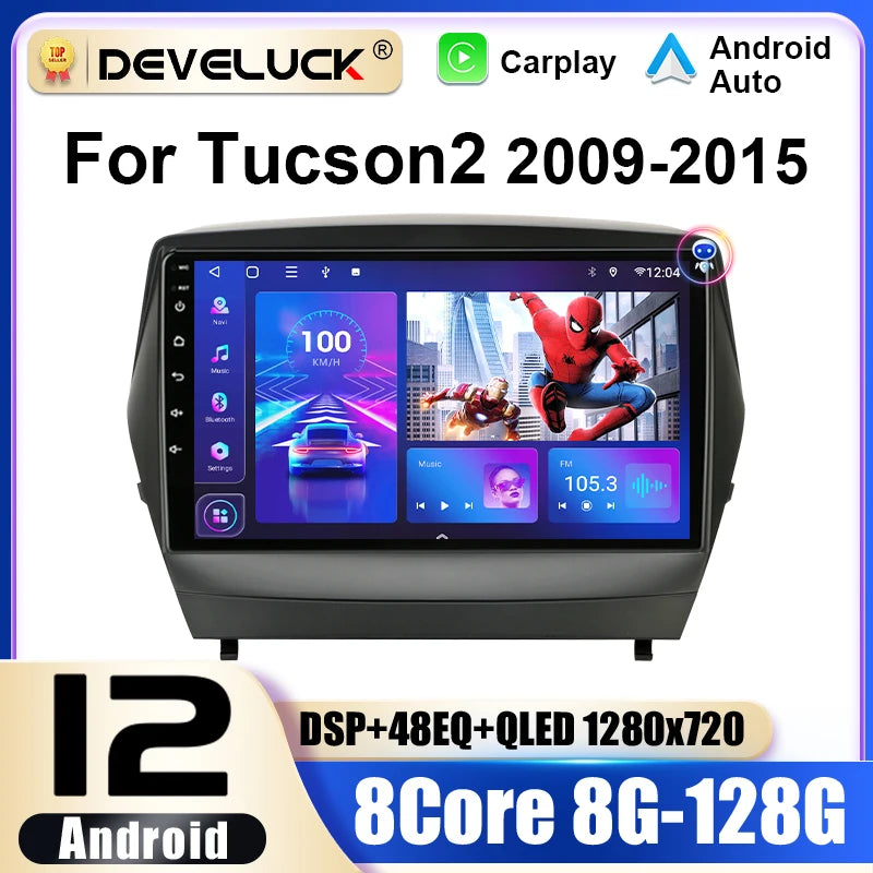 Hyundai Tucson IX35 9palcová Double Din Android 11 autorádio s Bluetooth GPS
