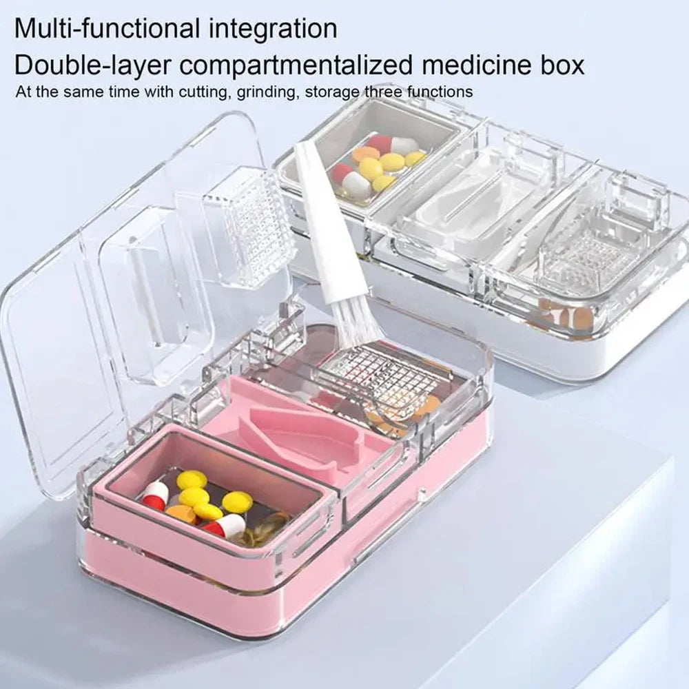 Pill Organizer with Cutter Crusher &ndash; Convenient Travel Solution for Medications