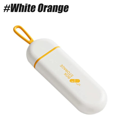 Portable Mini Pill Case &ndash; Waterproof Travel Organizer for Daily Medication White Orange