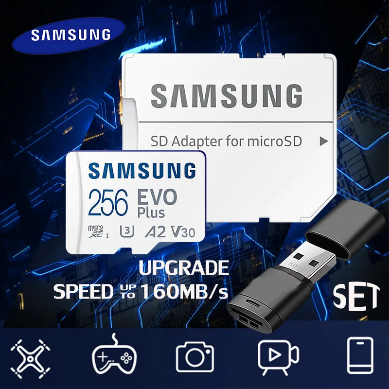SAMSUNG EVO Plus Memory Card &ndash; High Speed Performance for All Devices 256GB U3 R160MBs-Set