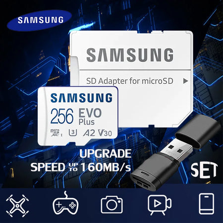 SAMSUNG EVO Plus Memory Card &ndash; High Speed Performance for All Devices 256GB U3 R160MBs-Set