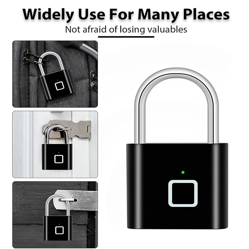 Keyless Smart Fingerprint Padlock - 0.2s Quick Unlock