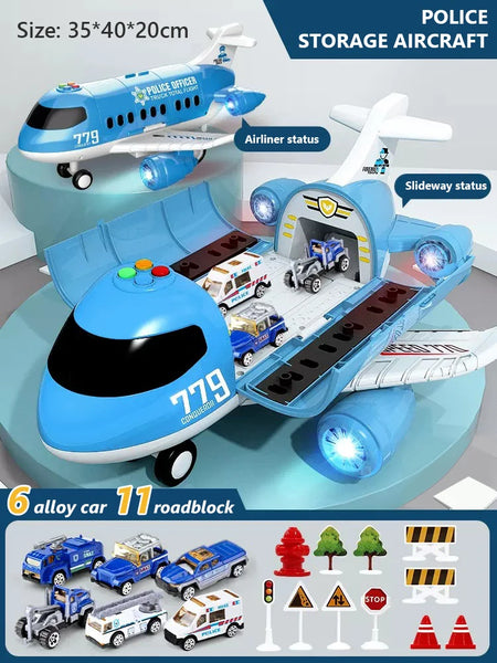 Large Airplane With Mini Car Diecast Toy Set &ndash; Durable blue 6pcs car