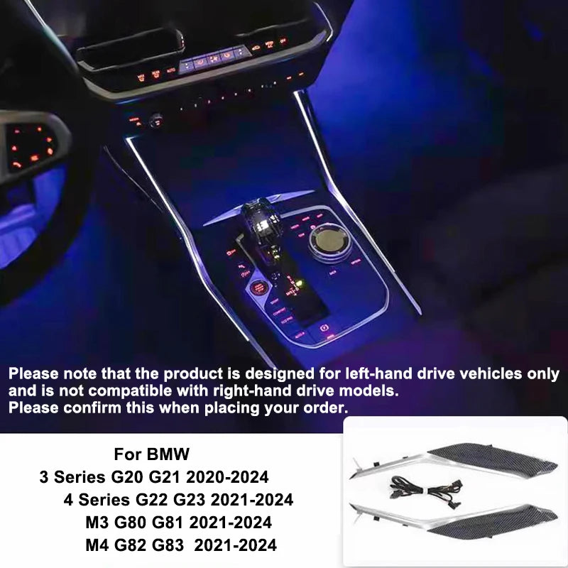 Illuminazione Ambientale della Consolle Centrale LED per BMW Serie 3/4, Colore Fibra di Carbonio