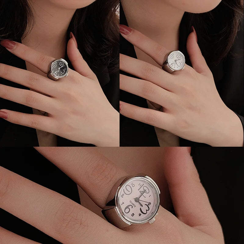 Mini Vintage Finger Ring Watch &ndash; Elegant Fashion Statement for Couples