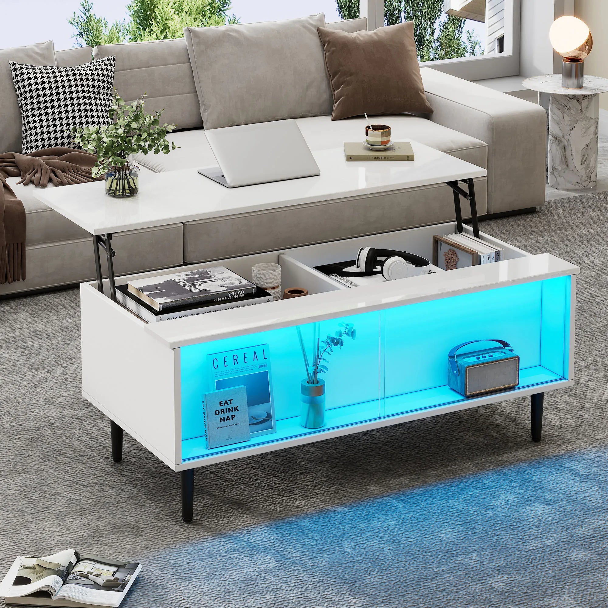 105 x 50 x 43 cm coffee table Height-adjustable coffee table with ...