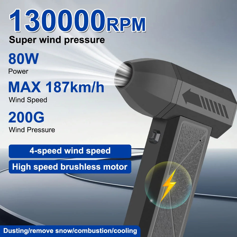 Portable Car Air Blower 130000RPM Turbo Fan for Seats and Dashboard Cleaning