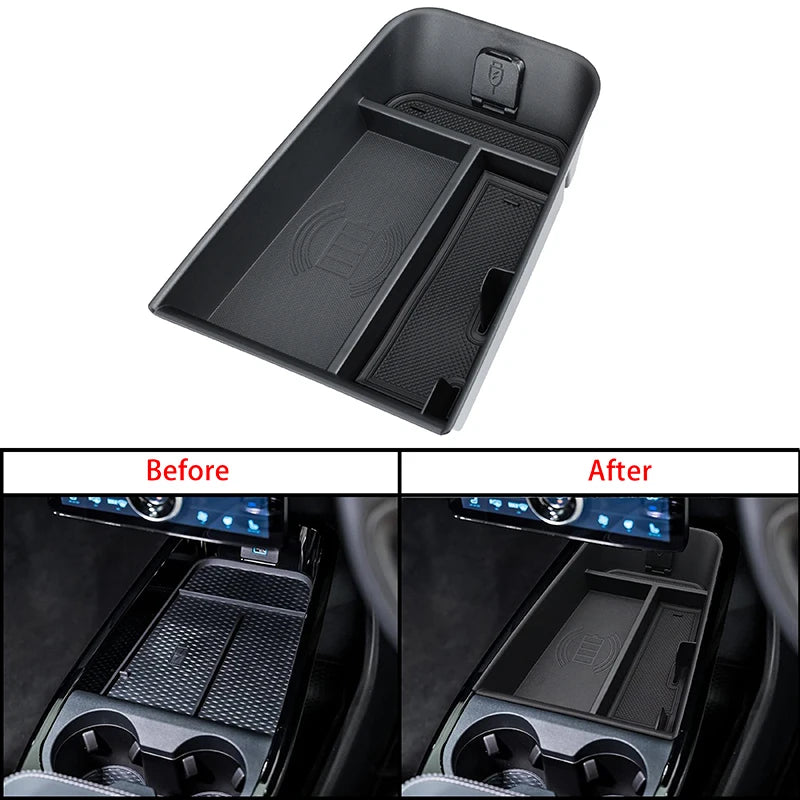 Organizzatore del console centrale per Ford Mustang Mach-E Plastica ABS Ripostiglio per bracciolo Modello 2020 2021 Durevole