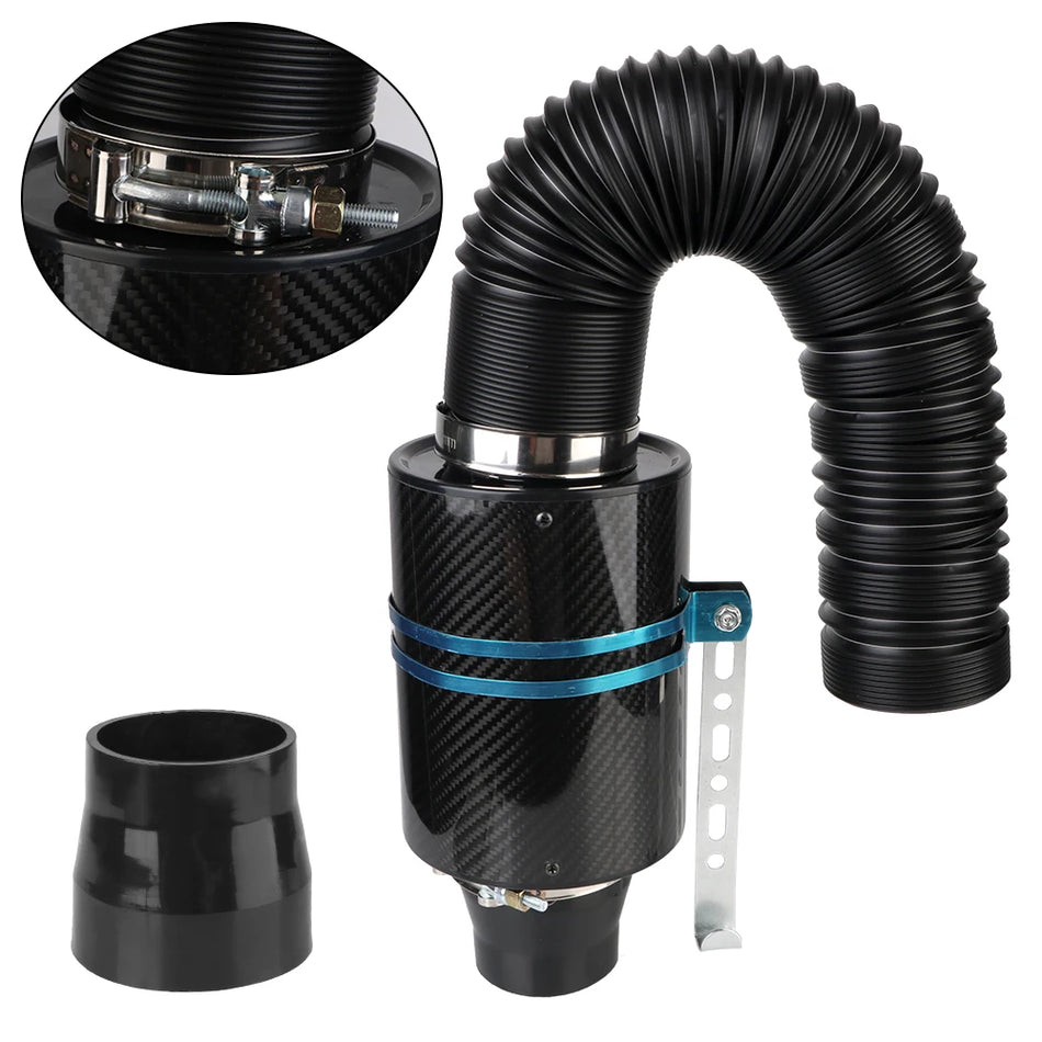 Universal Carbon Fiber Cold Air Intake Kit With Filter Box And Pipes