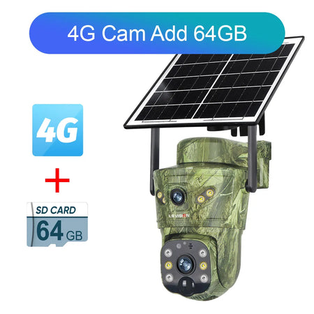 LS VISION 8MP Dual Screen Solar Camera Outdoor 4G/WiFi PTZ PIR Detection 2-Way Talk Waterproof Surveillance Cameras V380 Pro App 4G Cam Add 64G / CHINA