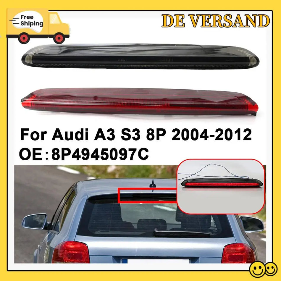 LED hochmontierte Bremsleuchte wasserdicht für Audi A3 8P rotes schwarzes Glas, 12V DC, langlebiges Gehäuse