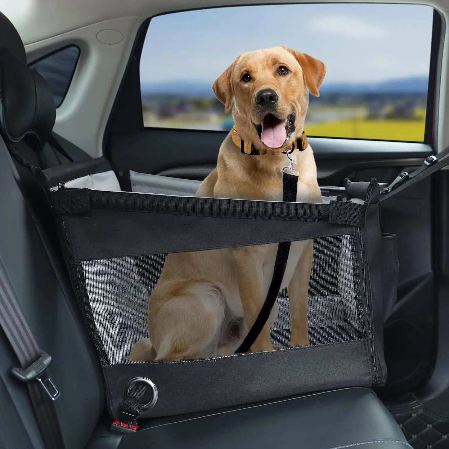 Portable Car Pet Seat Stable Dog Carrier &ndash; Waterproof Design Black