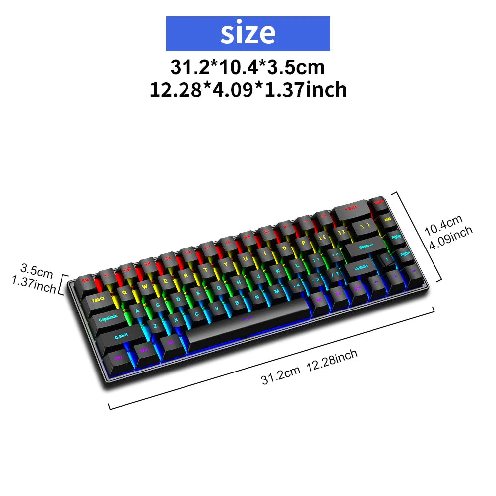 K68 Wired Mechanical Keyboard - Ten Colorful Lighting Modes