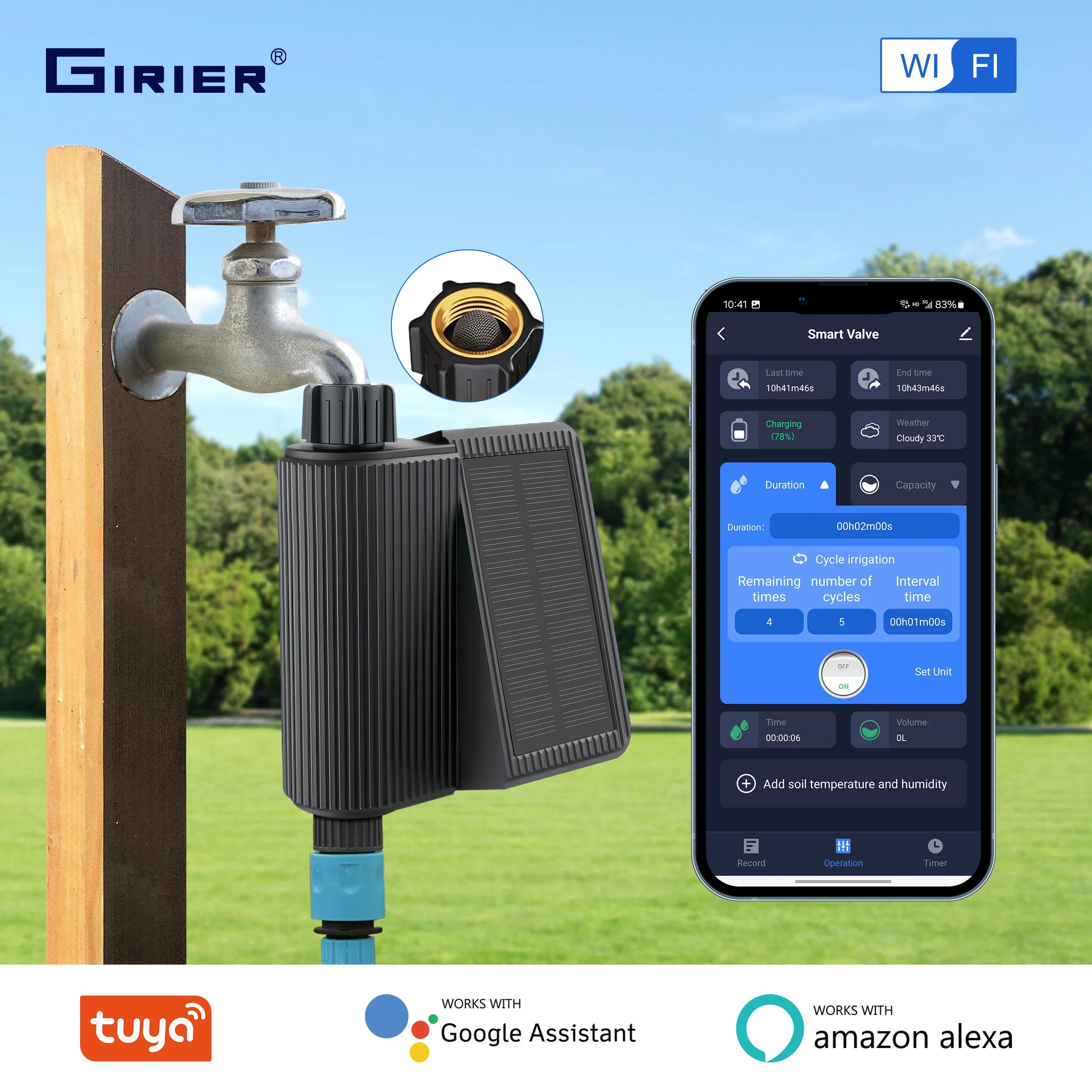 GIRIER Smart Water Timer &ndash; Solar Powered WiFi Timer