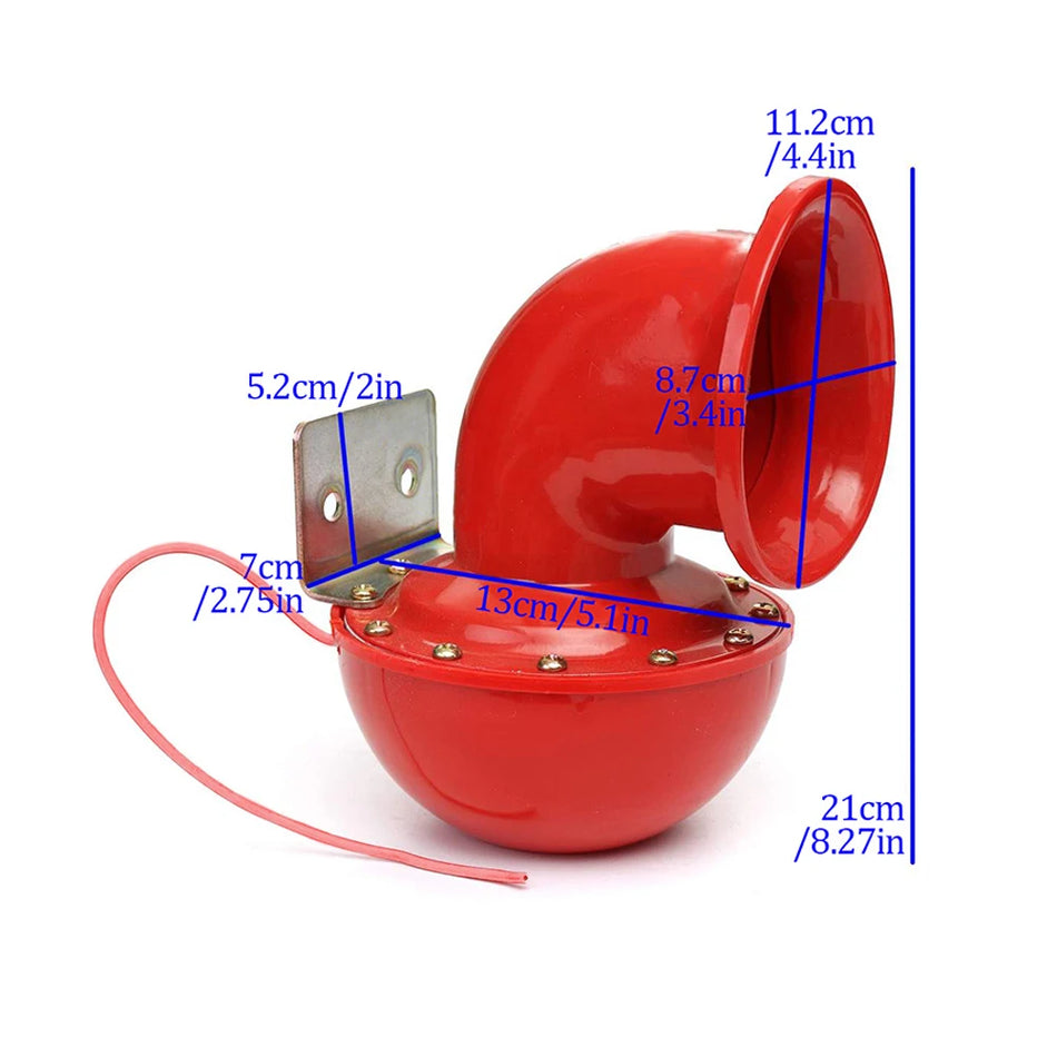 Corne de brume 12V 200dB Rouge en ABS et métal pour voitures, camions, bateaux, motos
