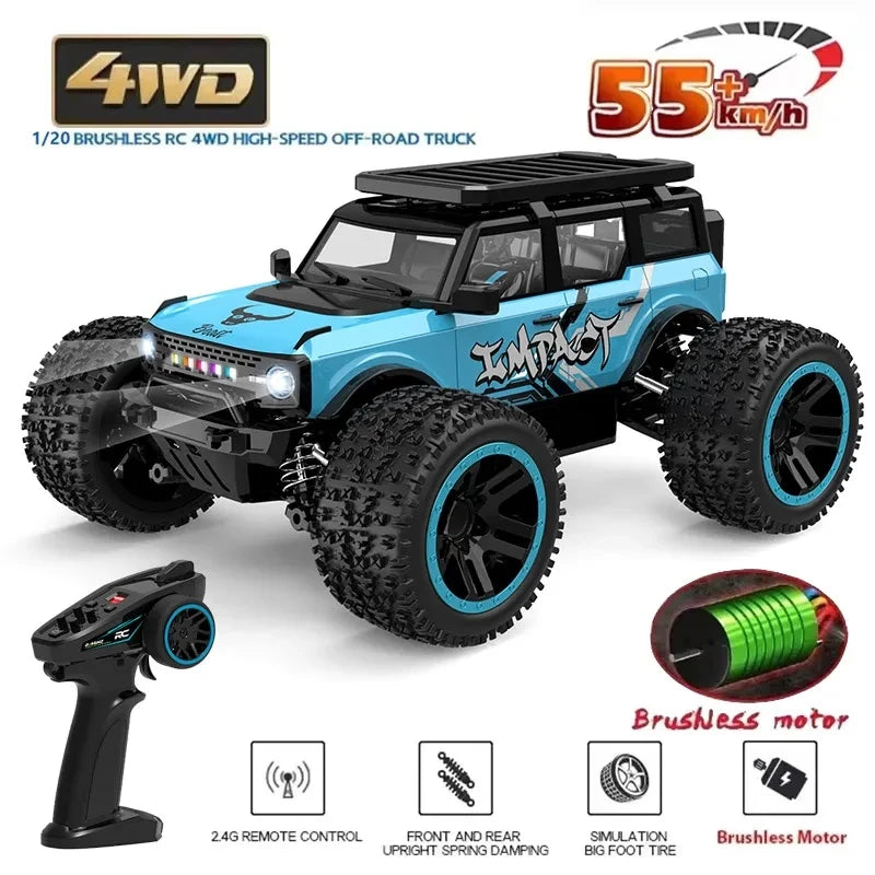 1:20 4WD RC Car 55km/h LED Off-Road Brushless With 2.4G Remote Control Monster Truck