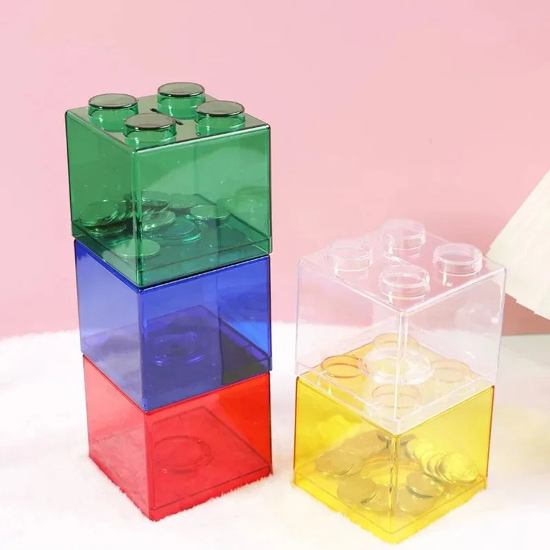 Transparent Building Block Money Box &ndash; Creative Coin Storage and Home Decor