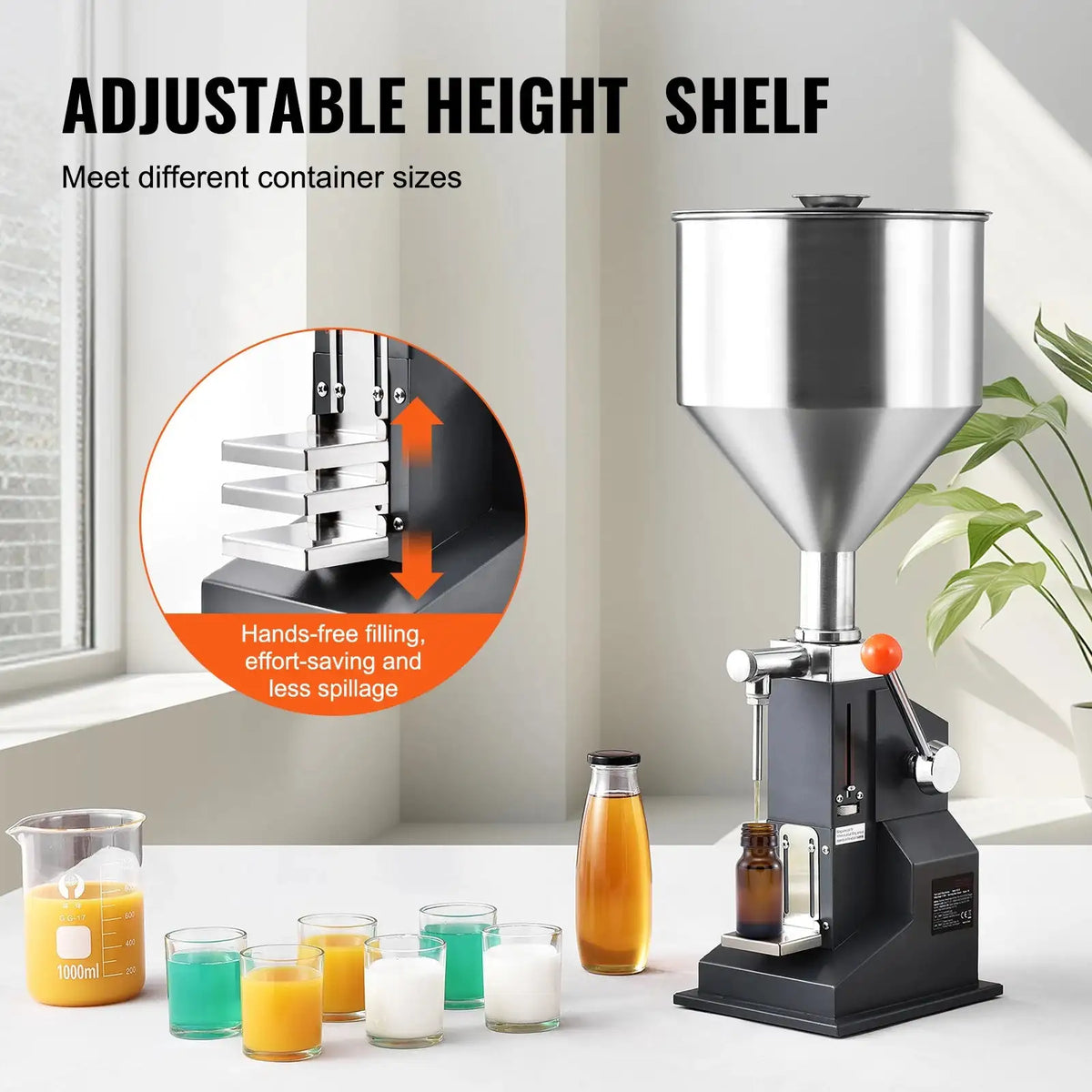 5 100ml Manual Liquid Filler Stainless Steel Hopper