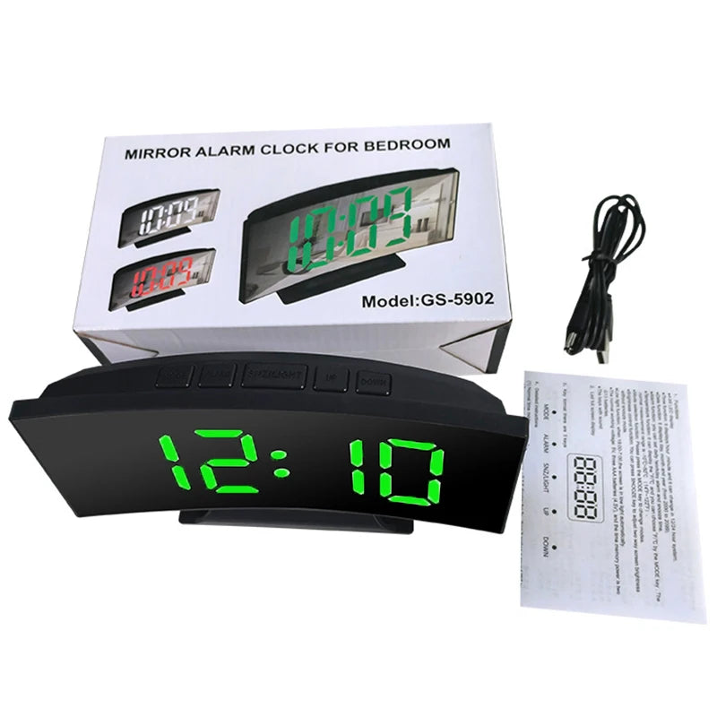 Clock Module Cyprus Curved Screen Clock Digital Led Alarm Clock with Temperature Display ...