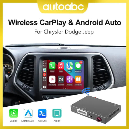 AUTOABC New Upgrade Wireless CarPlay Android Auto For Dodge Challenger Chrysler 300C Jeep 2014-2019 Year MuItimedia Decoder Box by InterCyprus Trading Ltd
