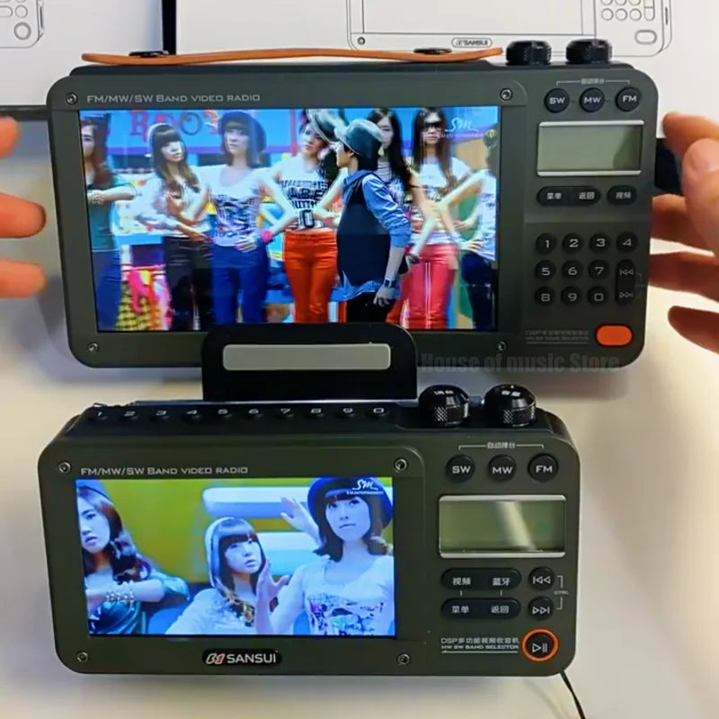 SANSUI Wireless Bluetooth Speakers with LED HD Video Player and Rechargeable Battery