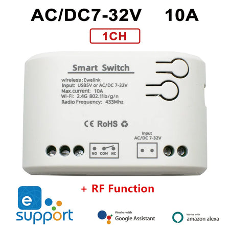 1CH RF Smart Switch - WiFi Remote Control for Garage Doors &amp; Home Automation AC DC 7-32V