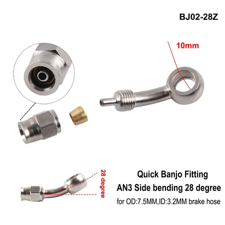 Stainless Steel Hydraulic Brake Banjo Fitting With AN3 M10x1 For Motorcycles by InterCyprus Trading Ltd