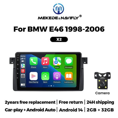 NaviFly MEKEDE Android 14 Wireless Carplay Auto Car Radio Stereo &ndash; Seamless Connectivity for BMW E46 M3 1998-2006 2-32-CAM