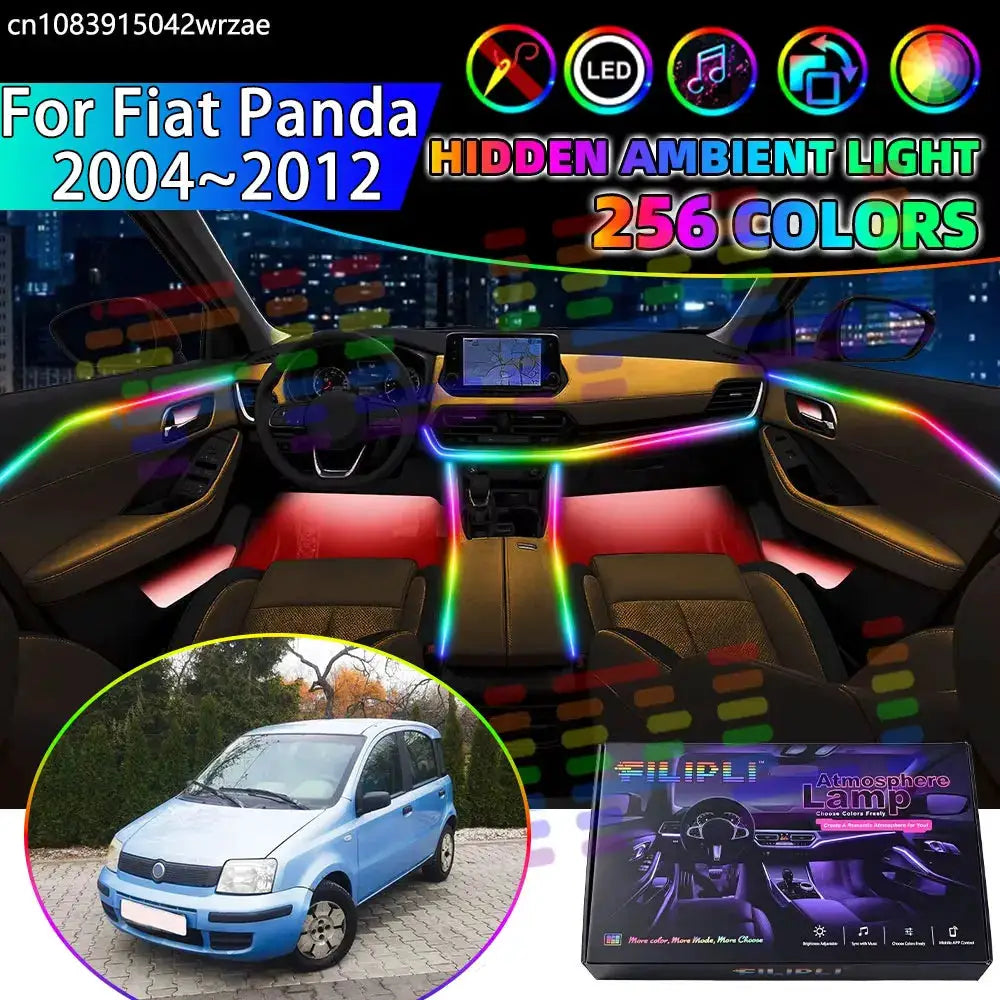 For Fiat Panda 2004~2012 169 MK2 2th Gingo Classic RGB Car Interior Ambient Lights Strips Breathing Lighting Kit App Control LED by InterCyprus Trading Ltd